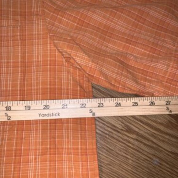 Columbia Mens Orange Short Sleeve Button Up Large Casual Shirt With Logo Pocket - Picture 4 of 7